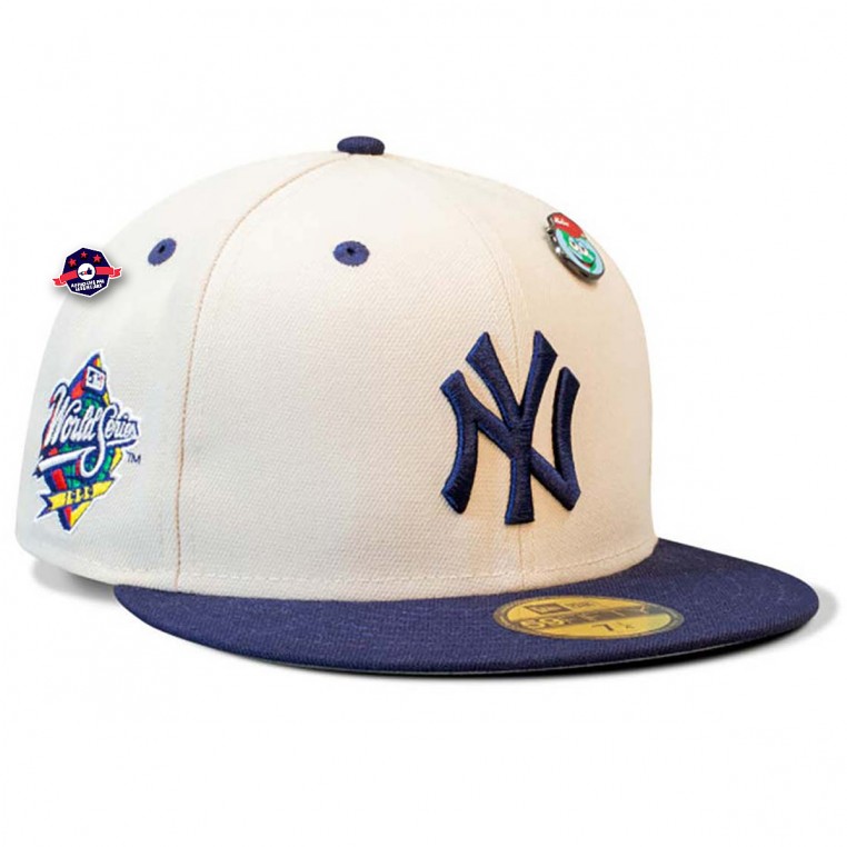 Casquette New Era - New York Yankees - 59Fifty - World Series - Pins - Crème - Navy