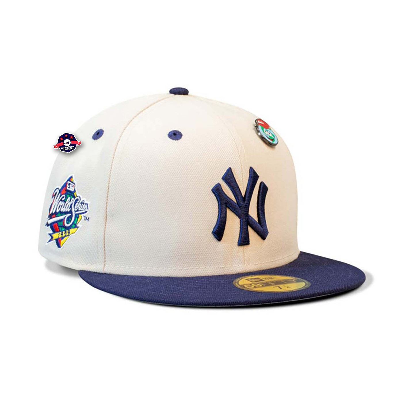 Casquette New Era - New York Yankees - 59Fifty - World Series - Pins -  Crème - Navy