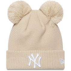 Bonnet double pompon - New Era - New York Yankees - Femme - Beige clair