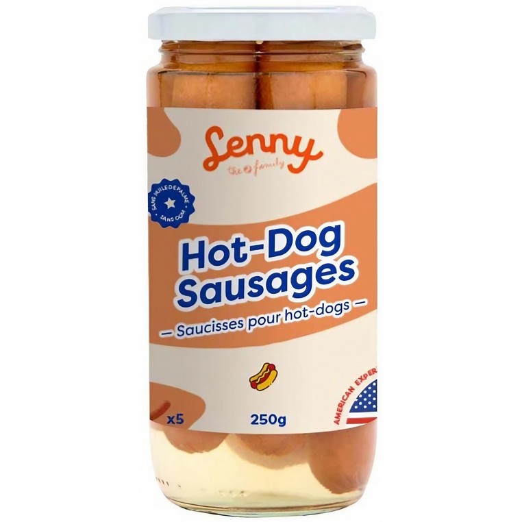 Lenny - 5 Saucisses fumées pour Hot-Dog - 250g